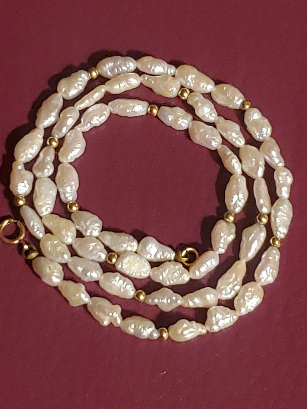 Vintage 14k Gold and Pearl Earrings Solid Gold Natural Pearl 17"